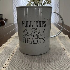 New Farmhouse” Fill Cups and Grateful Hearts” Kitchen Tin